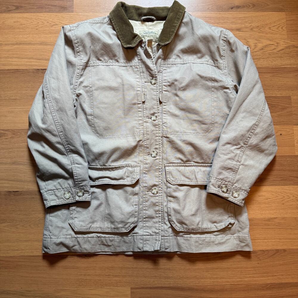 Women's Vintage Cabela's Tan Beige Canvas Hunting Barn Coat Chore Jacket Sz XL
